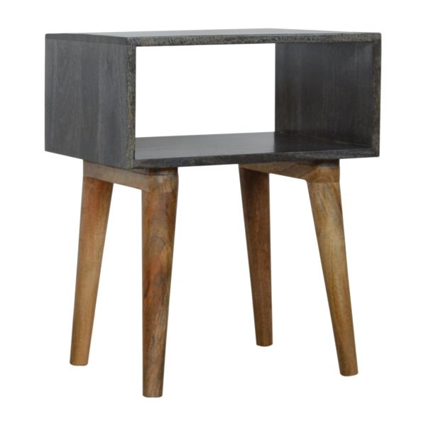 Solid Mango Wood Carbon Black Finished Open Bedside - Image 3