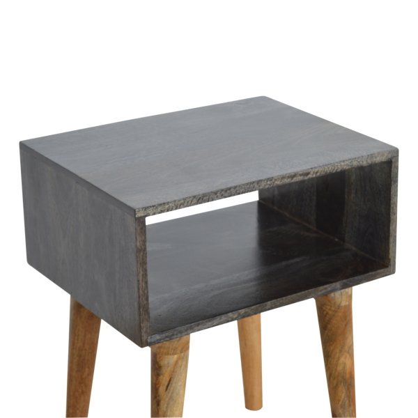Solid Mango Wood Carbon Black Finished Open Bedside - Image 4