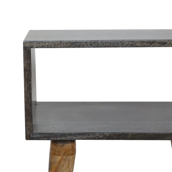 Solid Mango Wood Carbon Black Finished Open Bedside - Image 7