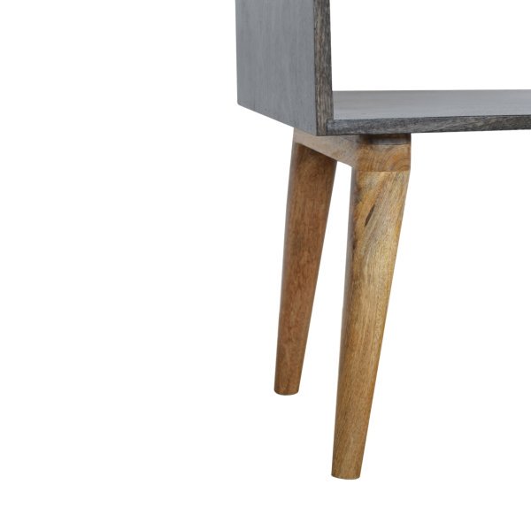 Solid Mango Wood Carbon Black Finished Open Bedside - Image 8