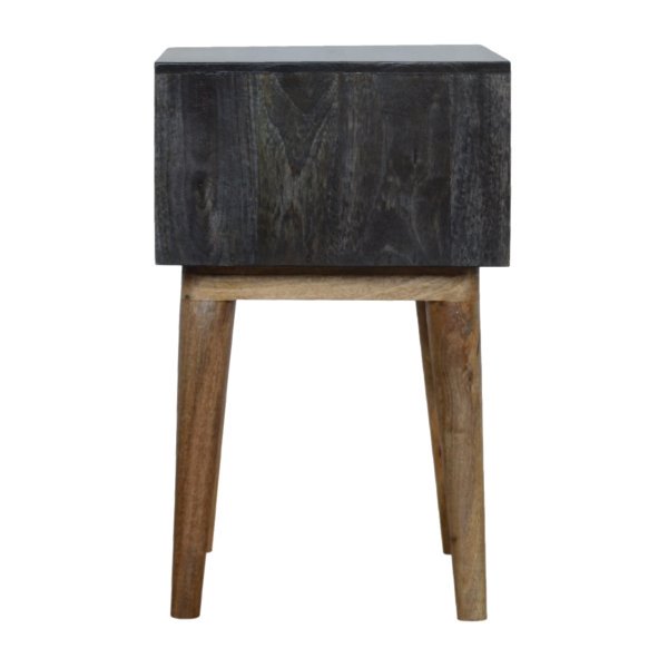Solid Mango Wood Carbon Black Finished Open Bedside - Image 9
