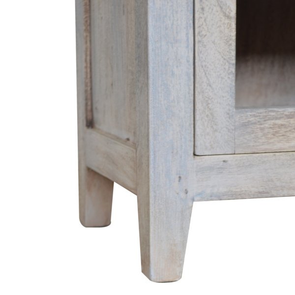 Solid Mango Wood Acid Stone Wash 1 Drawer 1 Cupboard Mini Bedside - Image 7