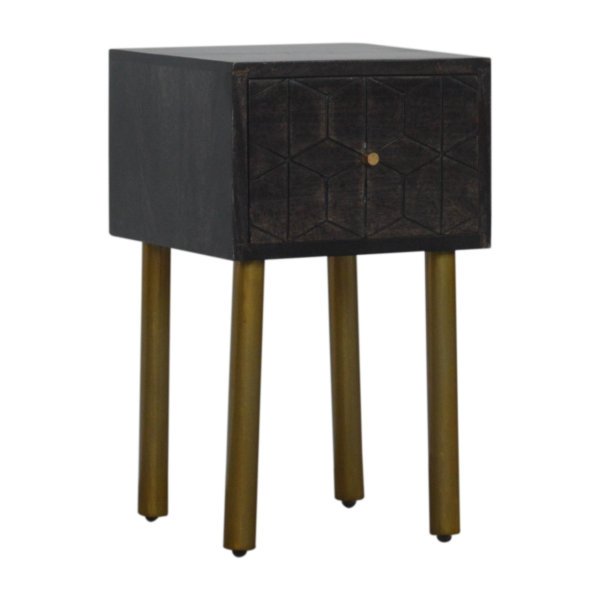 Solid Mango Wood Washed Black Finished 1 Drawer Doha Bedside - Image 3