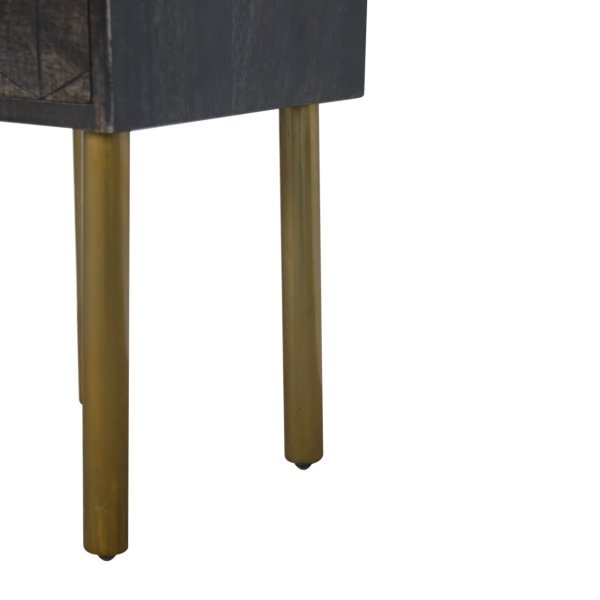 Solid Mango Wood Washed Black Finished 1 Drawer Doha Bedside - Image 7