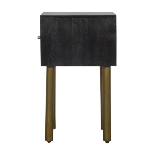 Solid Mango Wood Washed Black Finished 1 Drawer Doha Bedside - Image 8