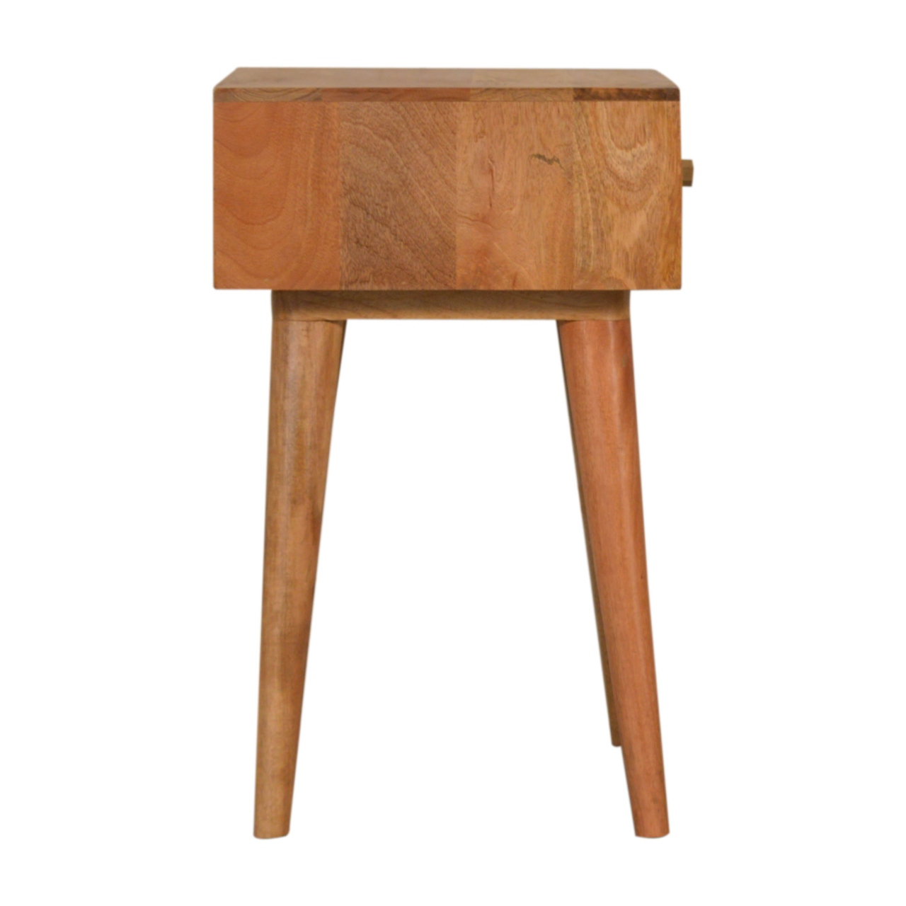 Solid Mango Wood Oak Finished 1 Drawer Nepal Inset Bedside - Image 7