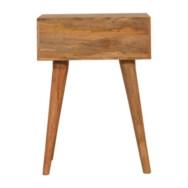 Solid Mango Wood Oak Finished 1 Drawer Nepal Inset Bedside - Image 8