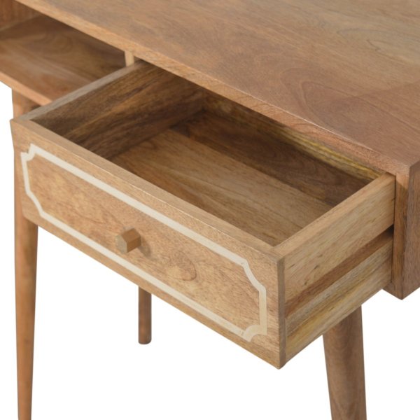 Solid Mango Wood Oak Finished 1 Drawer 1 Slot Nepal Writing Desk - Image 6