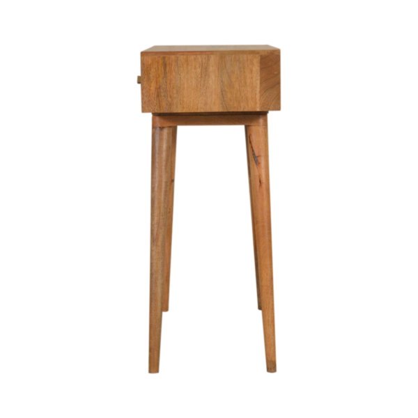 Solid Mango Wood Oak Finished 1 Drawer 1 Slot Nepal Writing Desk - Image 8