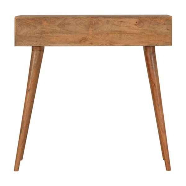 Solid Mango Wood Oak Finished 2 Drawer Champagne Hand Painted Acadia Console Table - Image 9
