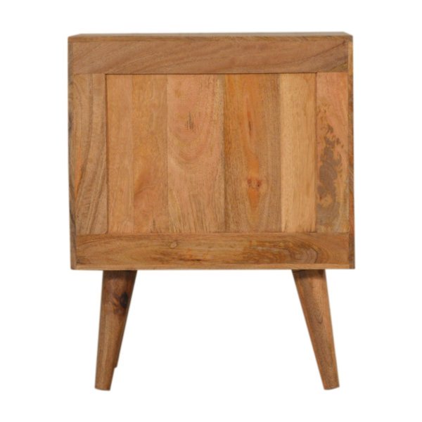 Solid Mango Wood Oak Finished Hand Painted 3 Drawer Bedside - Image 10