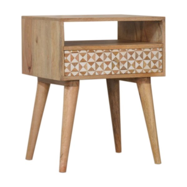 Solid Mango Wood Oak Finished 1 Drawer 1 Slot Sarina Bedside - Image 2