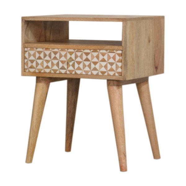 Solid Mango Wood Oak Finished 1 Drawer 1 Slot Sarina Bedside - Image 3