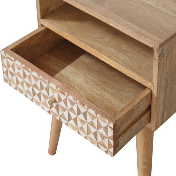 Solid Mango Wood Oak Finished 1 Drawer 1 Slot Sarina Bedside - Image 4