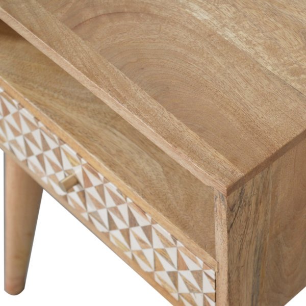 Solid Mango Wood Oak Finished 1 Drawer 1 Slot Sarina Bedside - Image 5