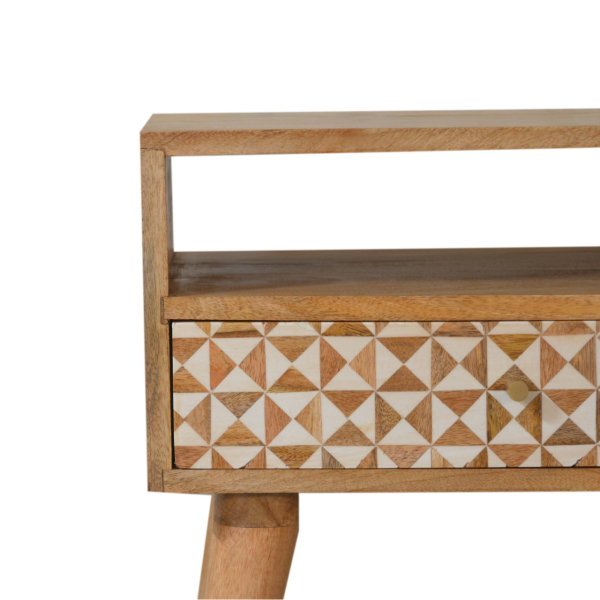 Solid Mango Wood Oak Finished 1 Drawer 1 Slot Sarina Bedside - Image 6