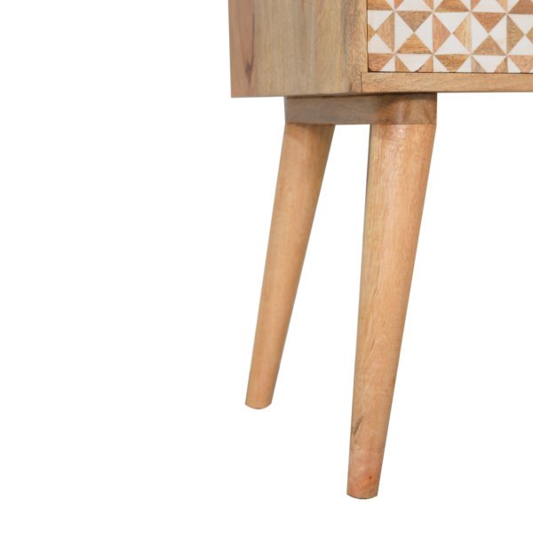 Solid Mango Wood Oak Finished 1 Drawer 1 Slot Sarina Bedside - Image 7