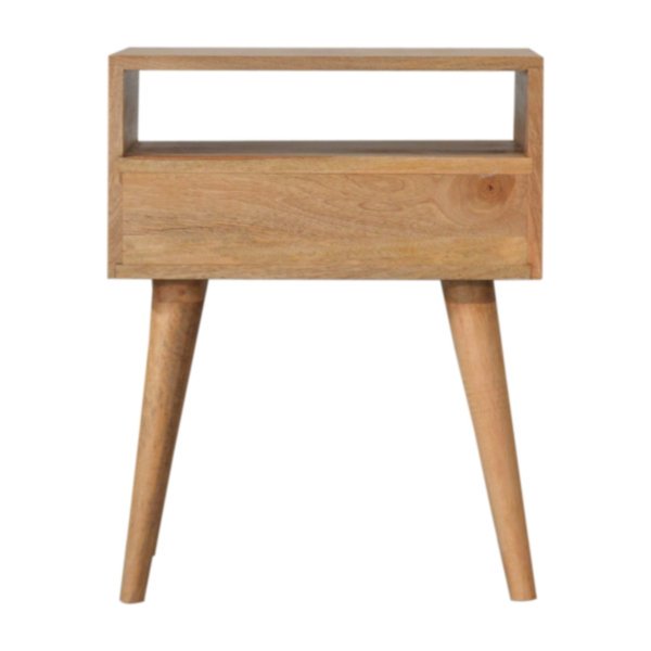 Solid Mango Wood Oak Finished 1 Drawer 1 Slot Sarina Bedside - Image 9