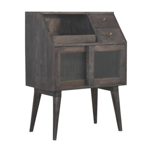 Solid Mango Wood California Walnut 2 Drawer 2 Door Havana Mini Cabinet - Image 2
