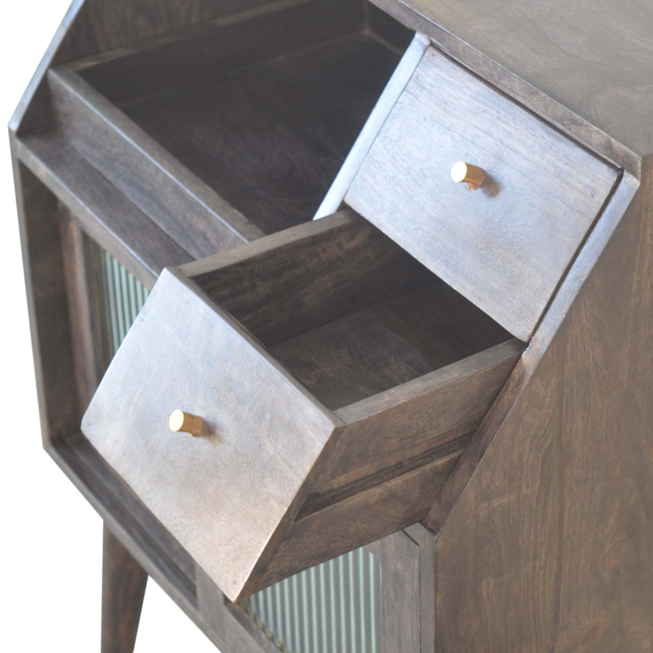 Solid Mango Wood California Walnut 2 Drawer 2 Door Havana Mini Cabinet - Image 5