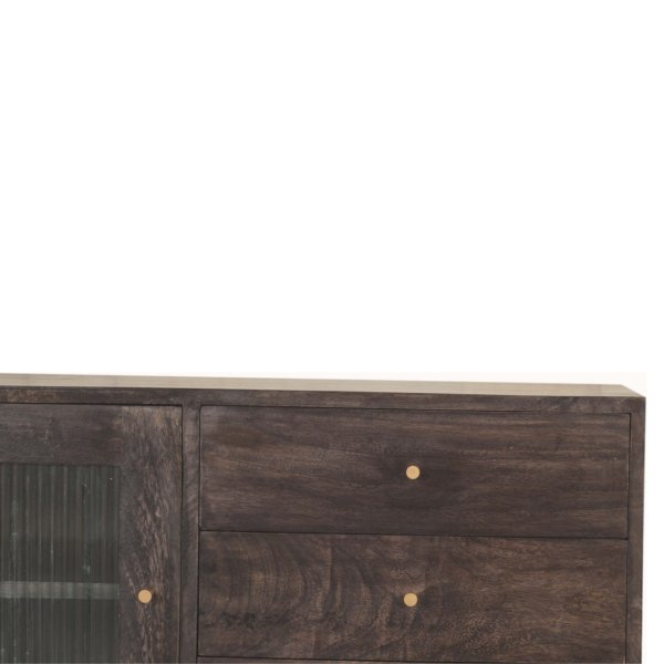 Solid Mango Wood Ash Black 3 Drawer 1 DoorHavana Cabinet - Image 4