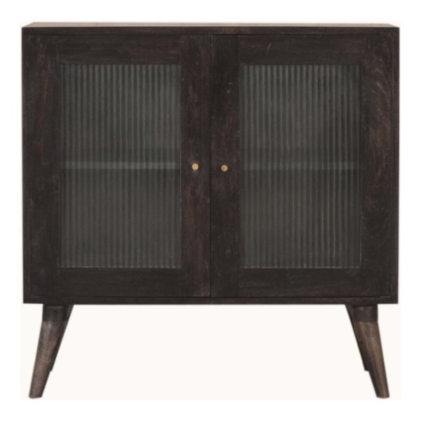 Solid Mango Wood Black Ash Finished 2 Door Havana Cabinet