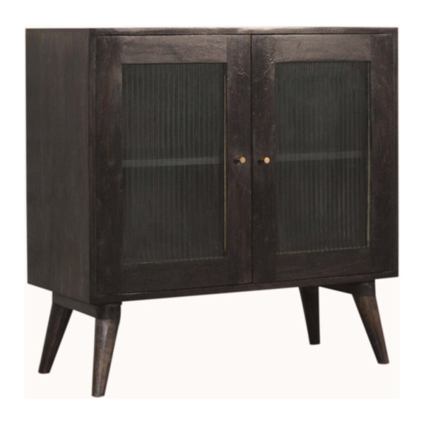 Solid Mango Wood Black Ash Finished 2 Door Havana Cabinet - Image 2