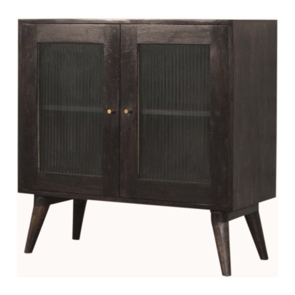 Solid Mango Wood Black Ash Finished 2 Door Havana Cabinet - Image 3