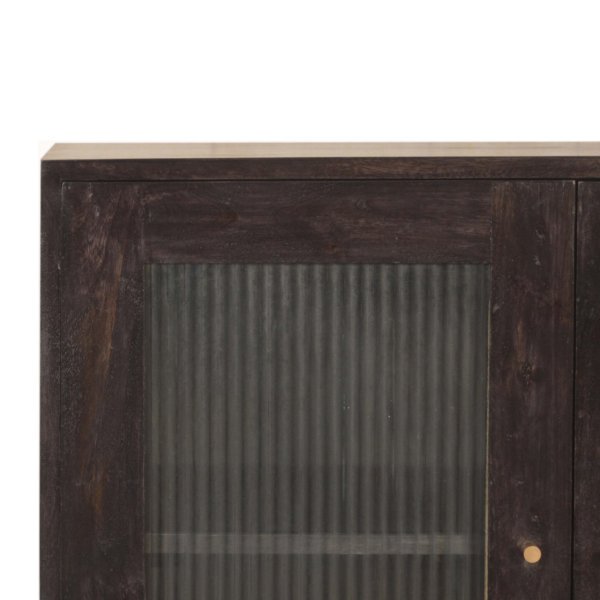 Solid Mango Wood Black Ash Finished 2 Door Havana Cabinet - Image 4