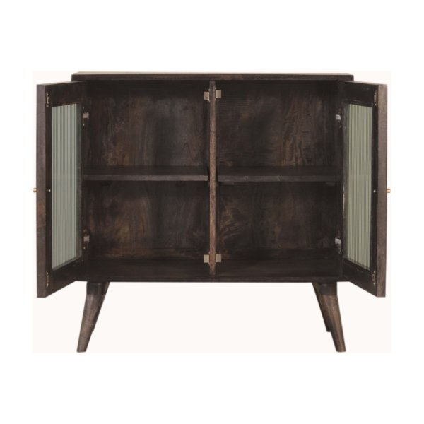 Solid Mango Wood Black Ash Finished 2 Door Havana Cabinet - Image 5