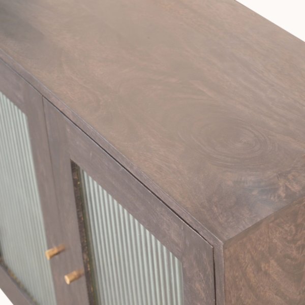 Solid Mango Wood Black Ash Finished 2 Door Havana Cabinet - Image 6