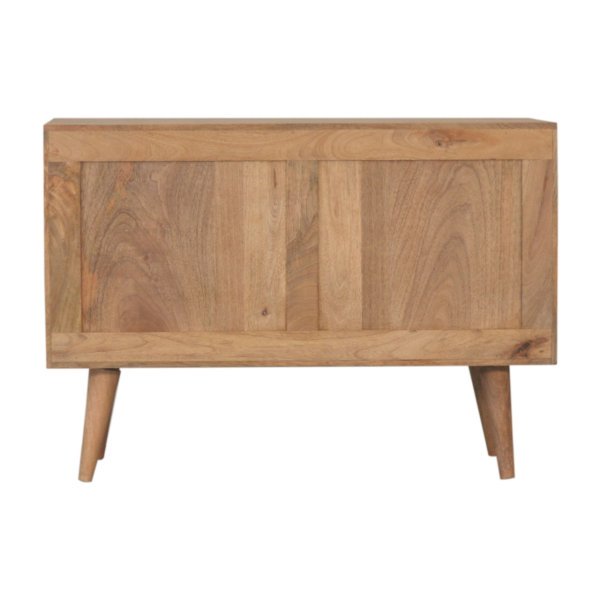 Solid Mango Wood Oak Finished 3 Drawer 1 Cabinet Acadia Hand Painted Teal Sideboard - Image 9