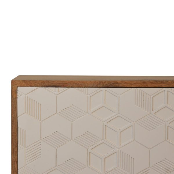 Solid Mango Wood Oak Finished 3 Drawer 1 Cabinet Acadia White Hand Painted Sideboard - Image 4