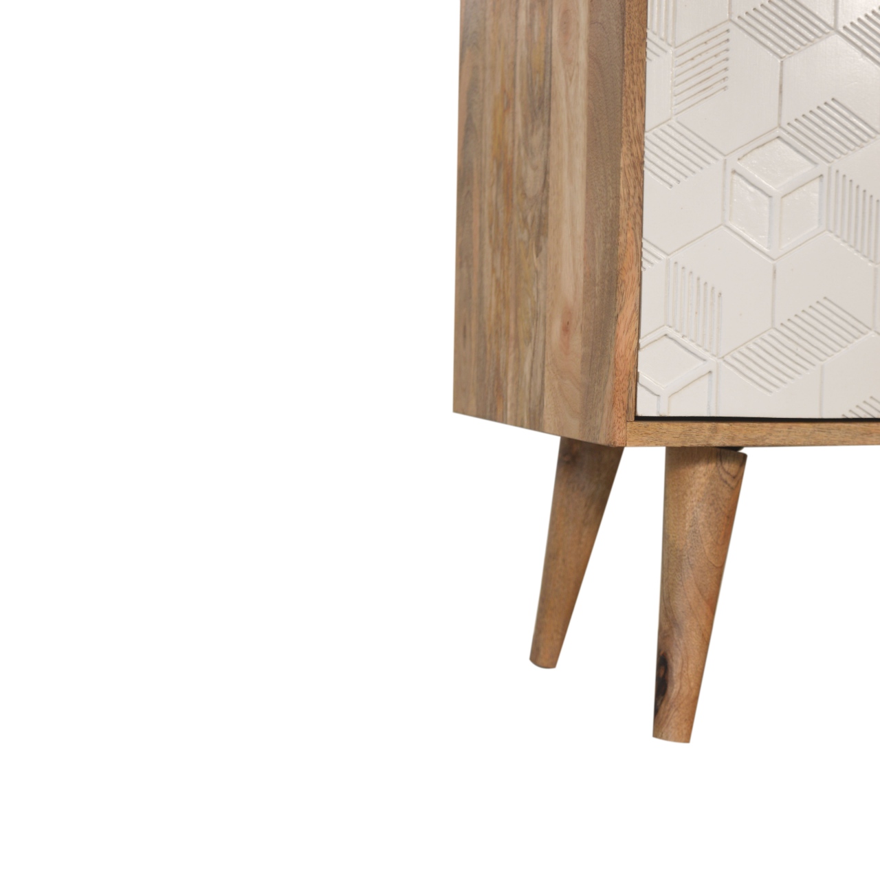 Solid Mango Wood Oak Finished 3 Drawer 1 Cabinet Acadia White Hand Painted Sideboard - Image 6
