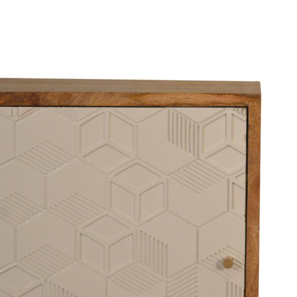 Solid Mango Wood Oak Finished Acadia 1 Hand Painted White Door Bedside - Image 4