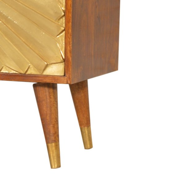 Solid Mango Wood Chestnut Finished 2 Drawer Brass Plated Manila Chest - Image 6