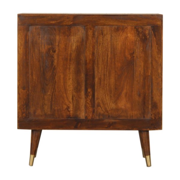 Solid Mango Wood Chestnut Finished 2 Drawer Brass Plated Manila Chest - Image 8