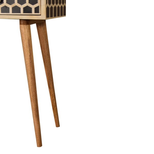 Solid Mango Wood Oak Finished 2 Drawer Honeycomb Pattern Bone Inlay Console Table - Image 7