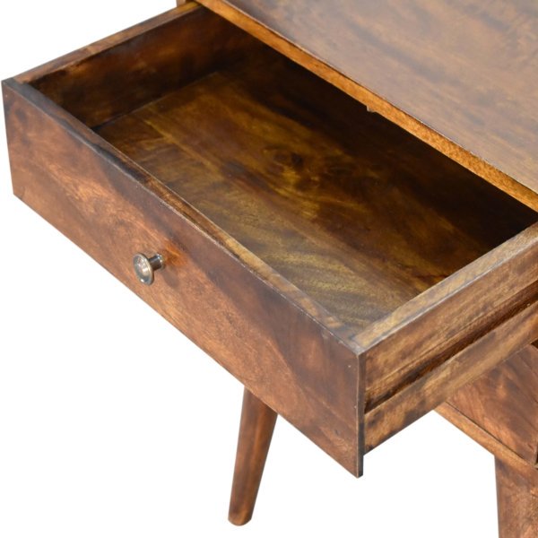 Solid Chestnut Finished Mango Wood 2 Drawer Bedside - Image 5