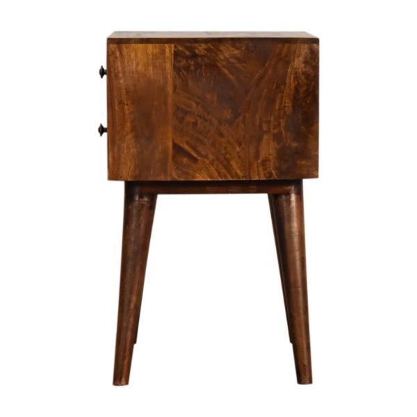 Solid Chestnut Finished Mango Wood 2 Drawer Bedside - Image 8
