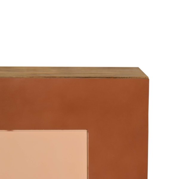 Solid Mango Wood 1 Door Quebec Hand Painted Brown Bedside - Image 4