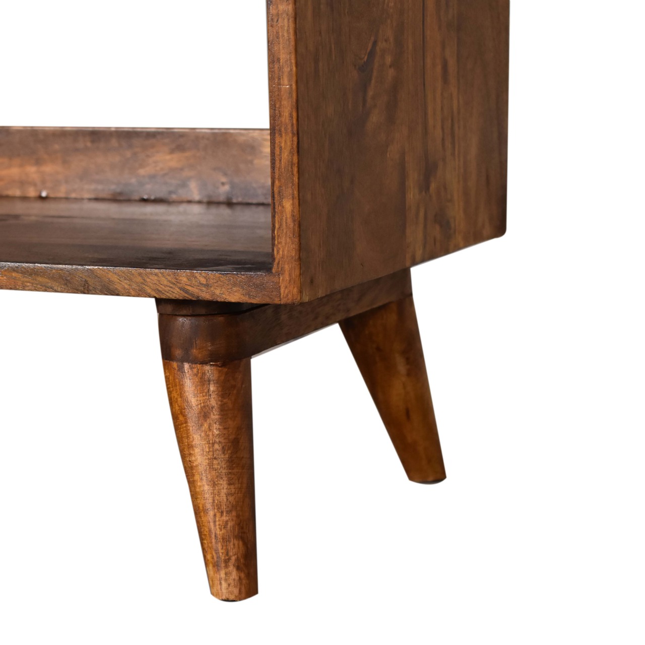 Solid Mango Wood Chestnut Finished with Brown Tweed Seat Pad Bench - Image 6