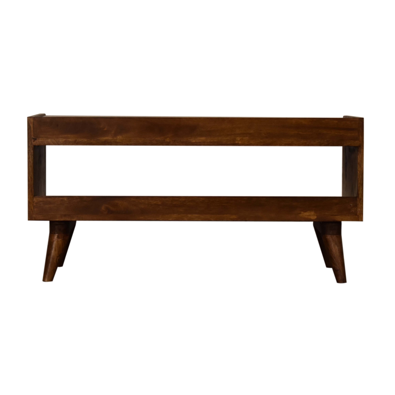 Solid Mango Wood Chestnut Finished with Brown Tweed Seat Pad Bench - Image 9