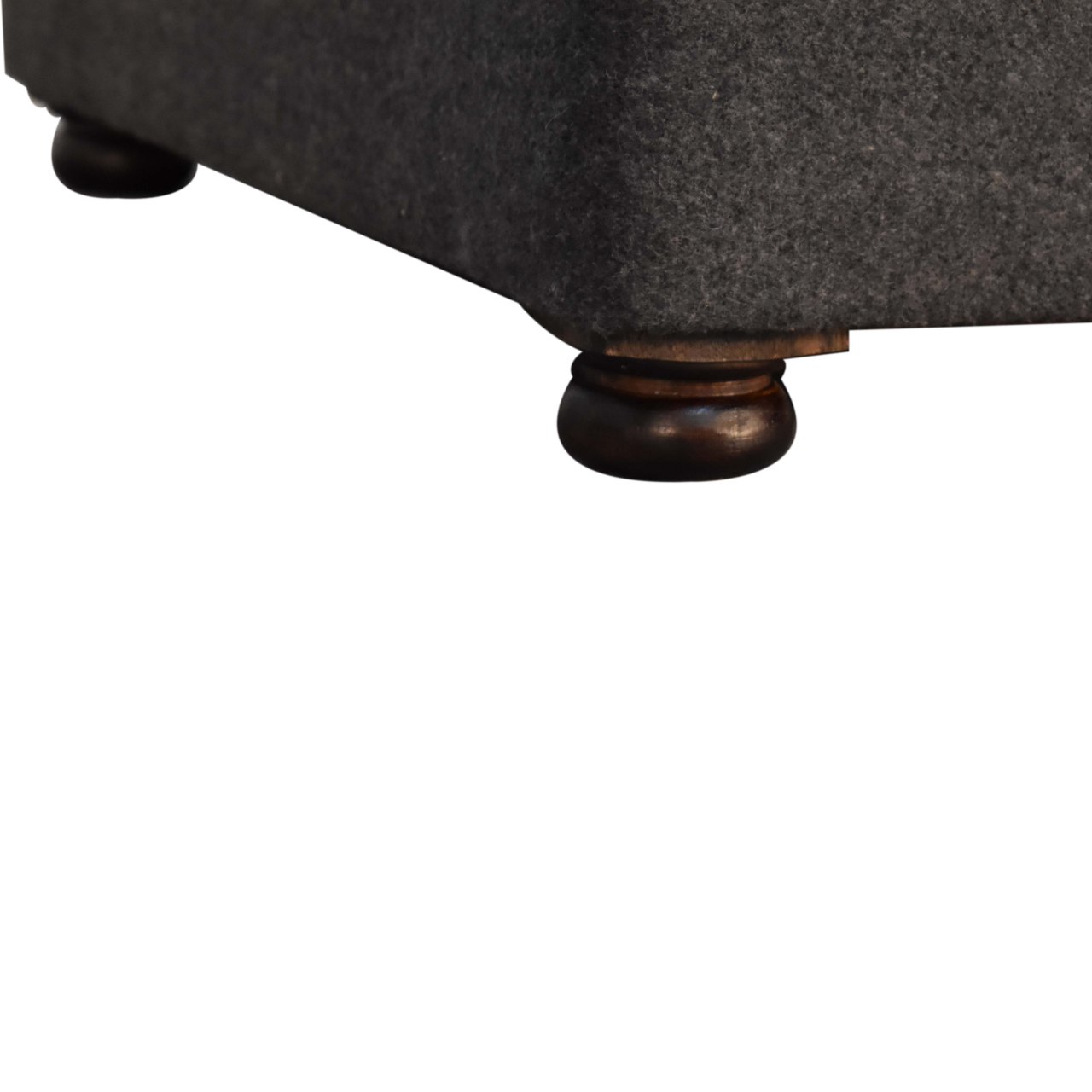 Solid Mango Wood Battleship Tweed Button Pet Bed - Image 4