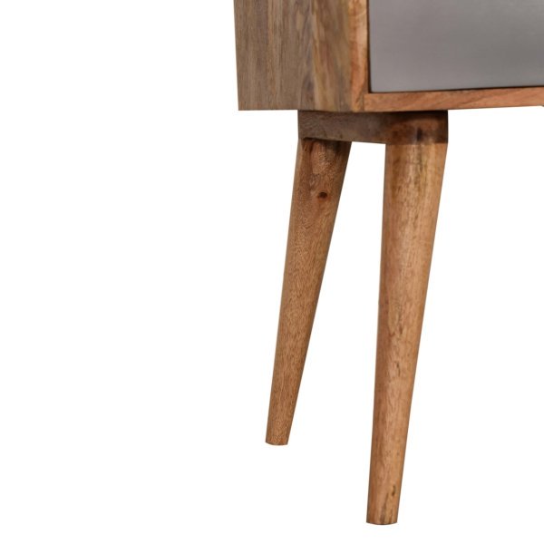 Solid Mango Wood Oak Finished with 2 Drawers Grey & Patterned Bedside - Image 6