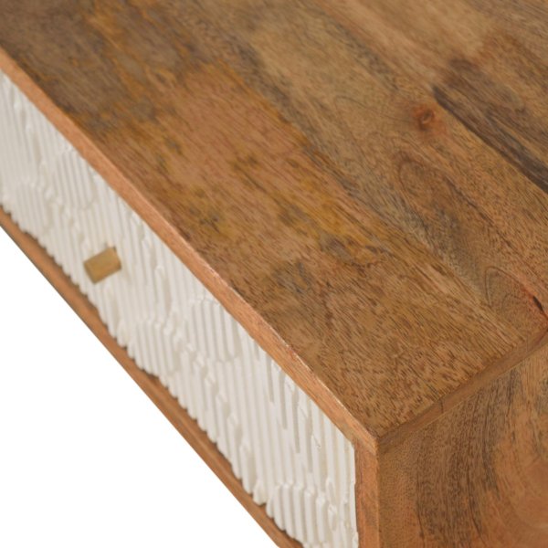 Solid Mango Wood Natural Finish 2 Drawer Milan White Console Table - Image 5