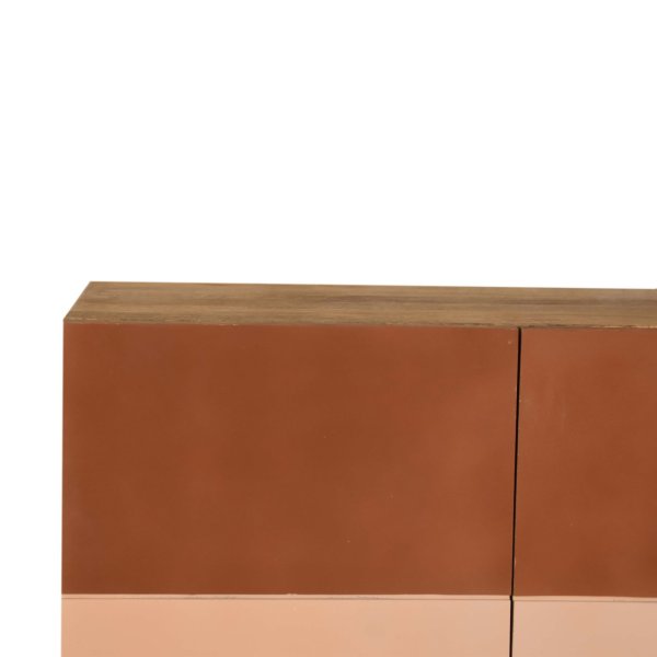 Solid Mango Wood 2 Drawers 2 Doors Hand Painted Quebec Brown Cabinet - Image 4