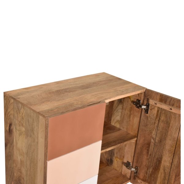 Solid Mango Wood 2 Drawers 2 Doors Hand Painted Quebec Brown Cabinet - Image 5