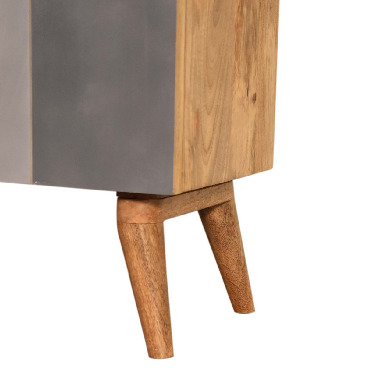 Solid Mango Wood Hand Painted 2 Drawers 2 Doors Quebec Grey Cabinet - Image 7