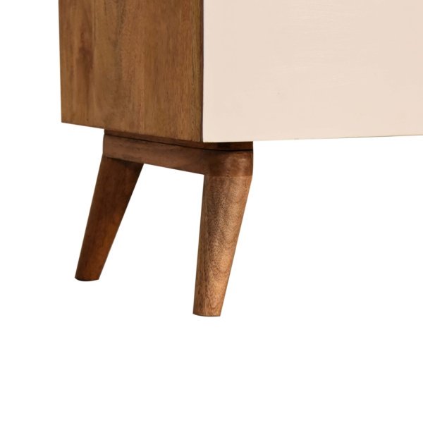 Solid Mango Wood Oak Finished 2 Door 2 Drawer Quebec Hand Painted Green Cabinet - Image 7